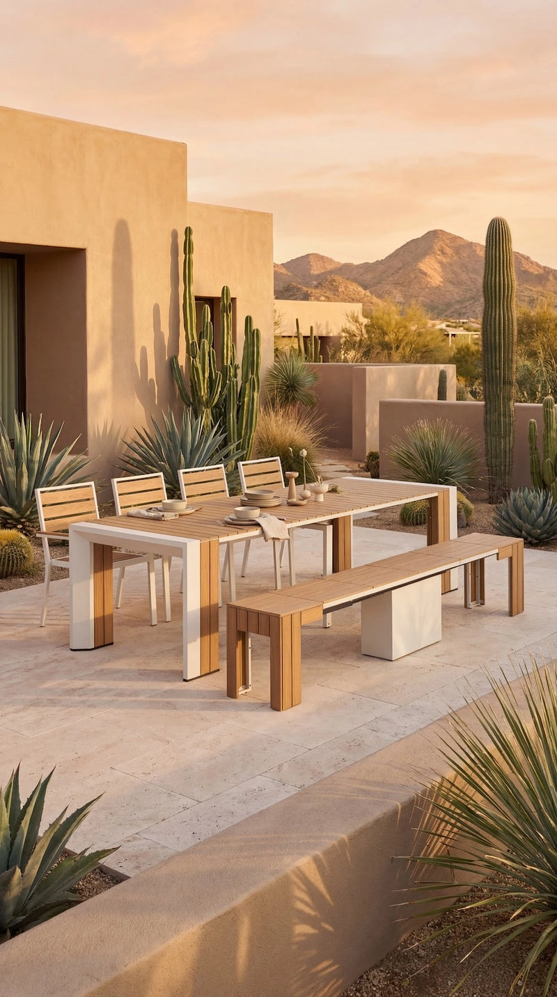 Transformer Table outdoor dining set by Transformer Table with extendable table and matching chairs