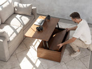 Transformer Table Transformer Coffee Table in natural wood finish, adjustable expanding design