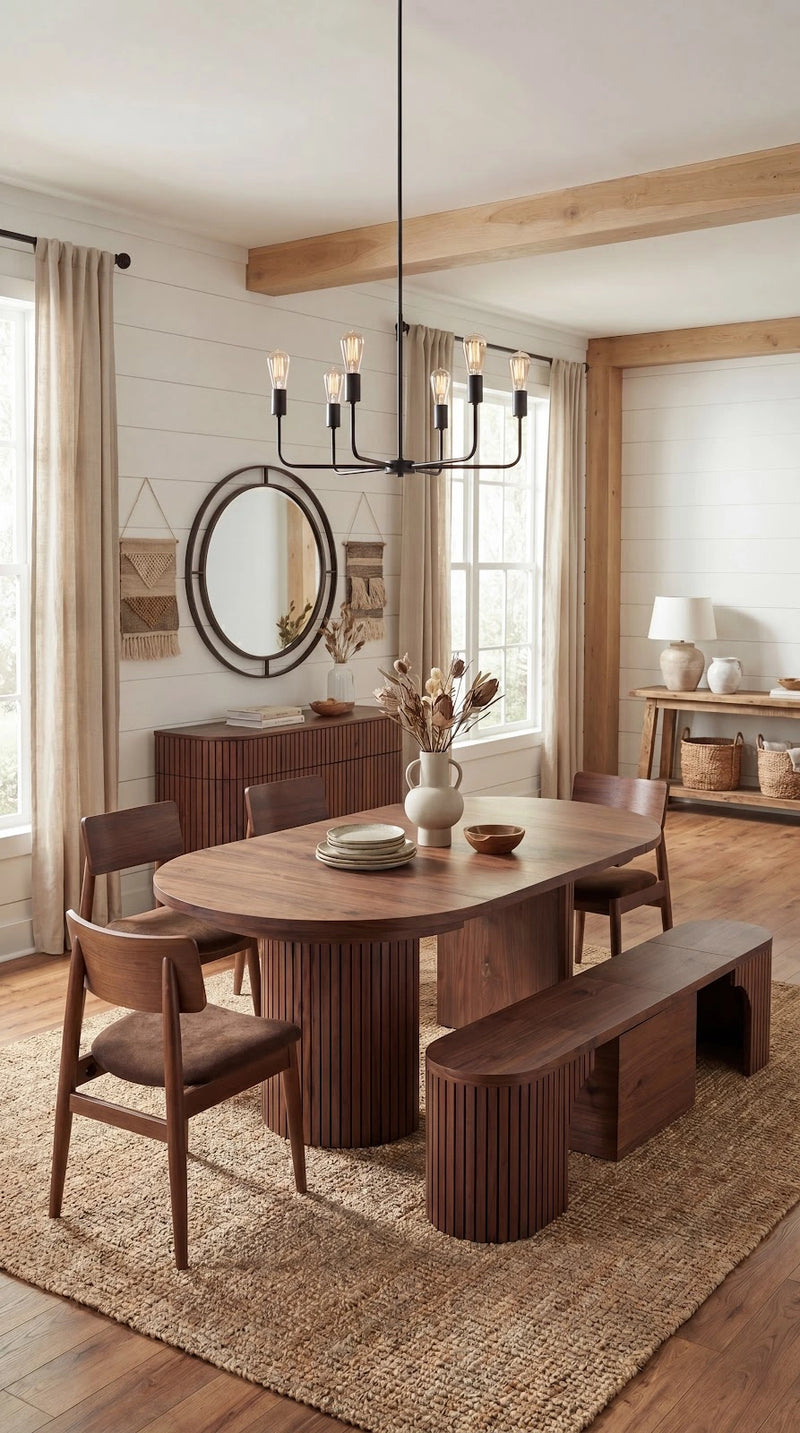 Transformer Table round dining set with expandable round table and matching dining chairs