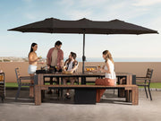 Transformer Table outdoor patio umbrella with durable canopy for shaded outdoor dining areas