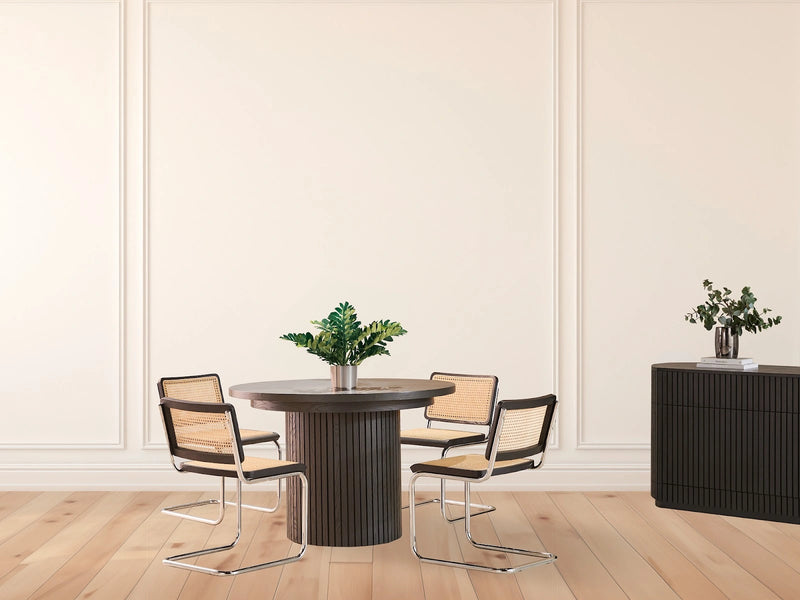 Transformer Table round dining table in a modern wood finish