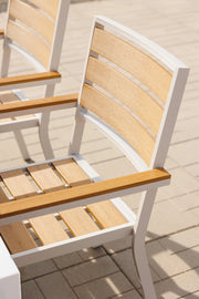 Transformer Table outdoor dining chair in durable black finish, side view