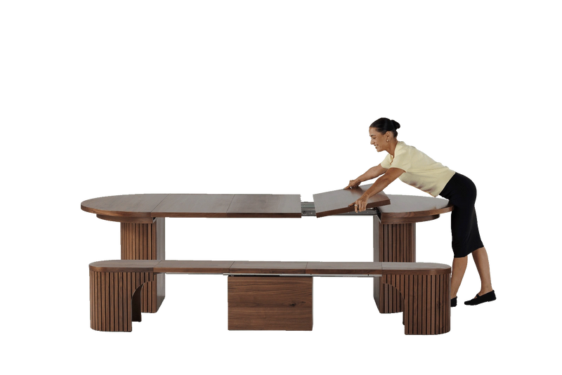 Transformer Table round dining table in a modern design with expandable tabletop