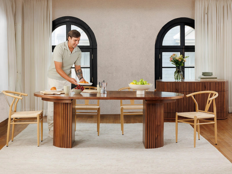 Transformer Table round dining table in a modern wood finish
