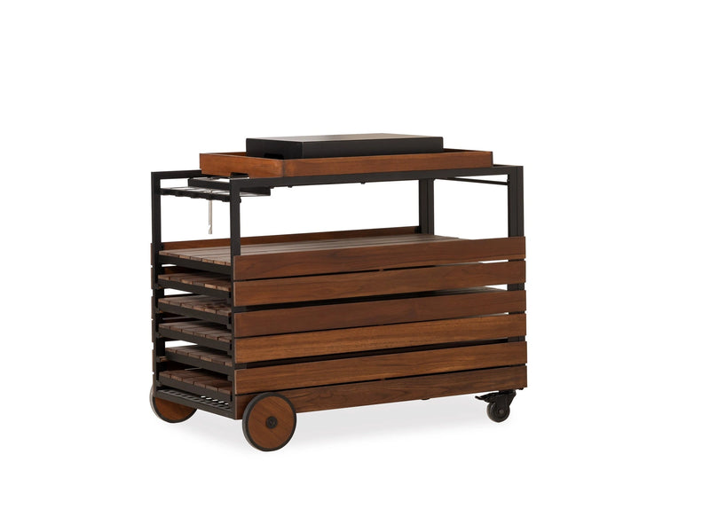 Transformer Table outdoor bar cart cover, protective black furniture cover shown on a bar cart