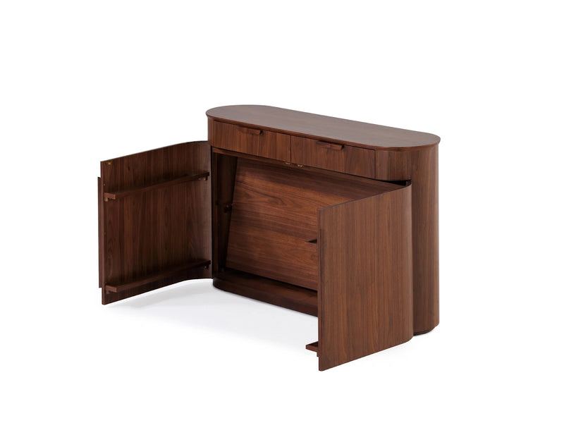 Transformer Table Eclipse sideboard buffet in a modern wood finish with sleek storage cabinets