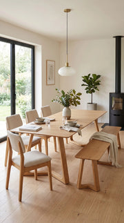 Transformer Table Nova dining set with modern table and matching chairs in a contemporary dining space