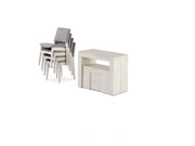 Transformer Table dining set with expandable dining table and matching benches in a modern wood finish