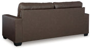 Ashley Furniture Barlin Mills sofa sleeper with plush fabric, showing the back view and convertible sleeper mechanism.