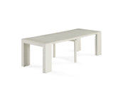 Transformer Table expandable dining table folded position, showcasing its compact design and wood tabletop