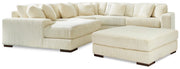 Ashley Furniture Lindyn living room set with sectional sofa and coordinating armchair in a modern fabric design.