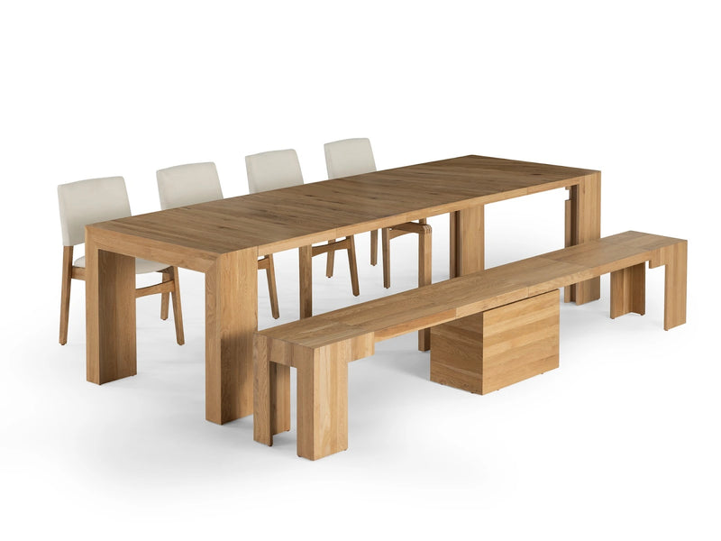 Transformer Table Transformer Dining Set with extendable dining table and matching benches