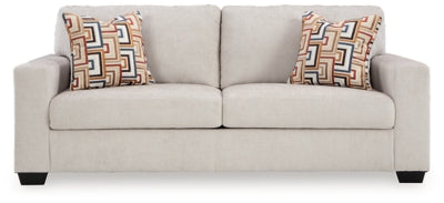 Ashley Furniture Aviemore sofa with plush cushions and fabric upholstery, shown from a front head-on view.