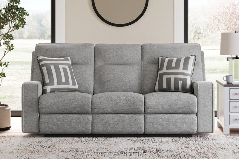 Ashley Furniture Biscoe living room set featuring a sofa and armchair with performance fabric in a modern living room setting.