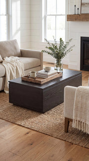 Transformer Table Transformer Coffee Table shown in its compact form with a modern wood tabletop and sturdy legs