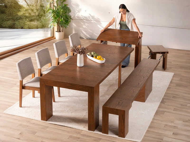 Transformer Table dining set with extendable table and matching chairs