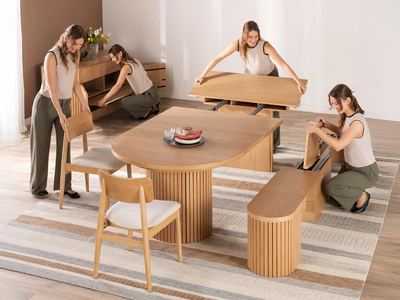 Transformer Table round dining table with expandable design and modern wood finish
