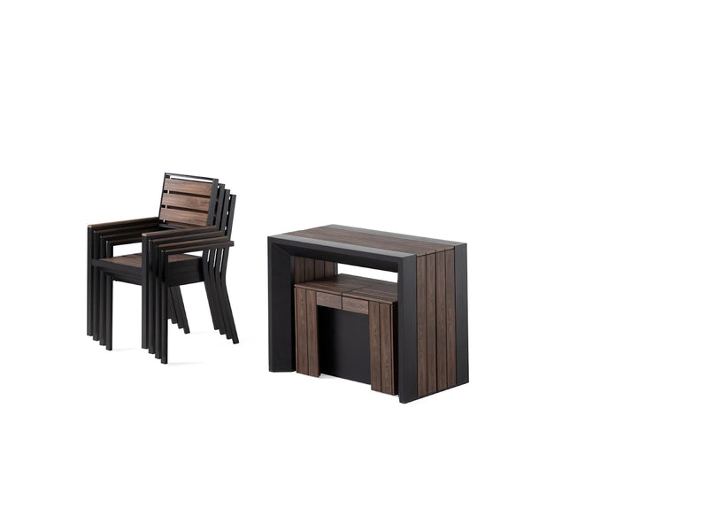 Transformer Table outdoor dining set with extendable table and matching chairs