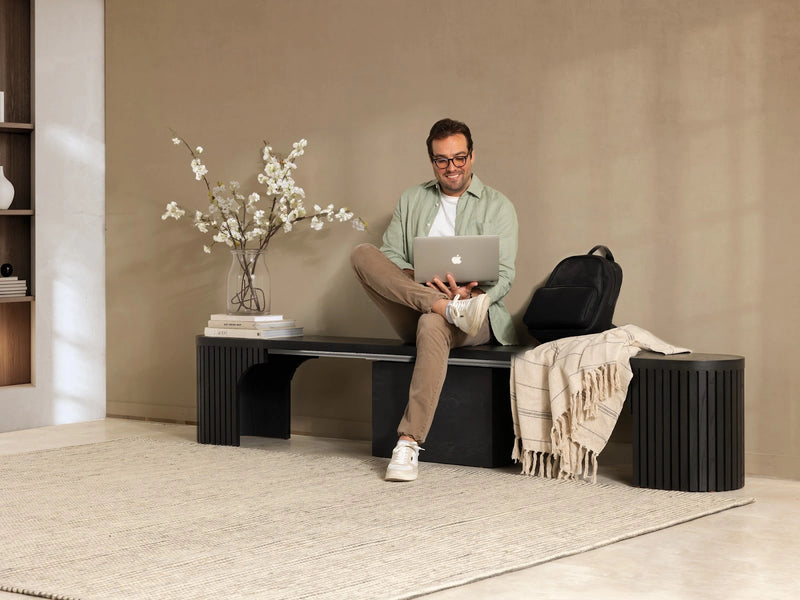Transformer Table round bench with a sleek, minimalist design for modern dining and living spaces