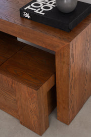 Transformer Table adjustable dining table in a modern wood finish, shown fully extended for group dining
