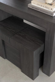 Transformer Table dining table in an adjustable wooden configuration