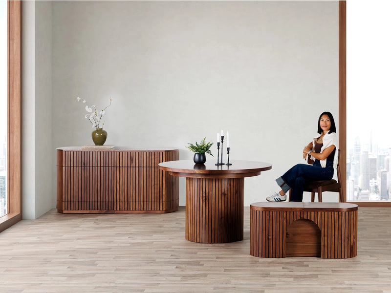 Transformer Table round dining table in modern wood finish