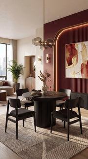 Transformer Table round dining set with expandable round table and matching dining chairs