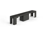 Transformer Table Transformer Bench in natural wood finish, side view