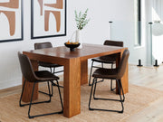 Transformer Table dining table in adjustable extended configuration with a modern wood finish