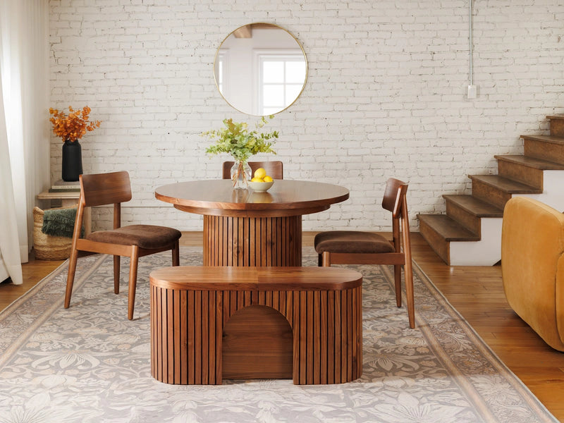 Transformer Table round dining set with expandable wooden table and matching chairs