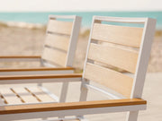 Transformer Table outdoor dining chair in black metal with slatted seat and backrest