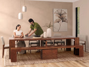 Transformer Table dining set with expandable dining table and matching benches in a modern finish