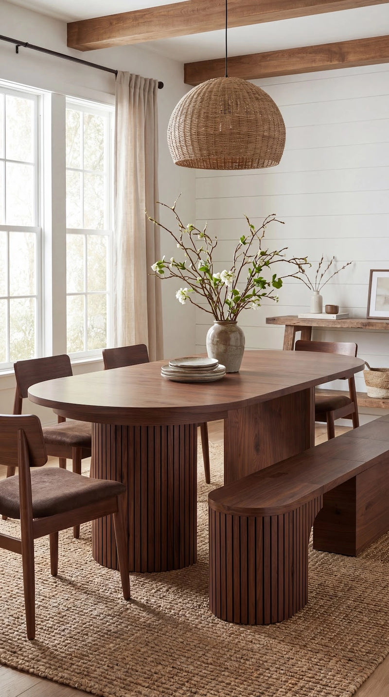Transformer Table round dining set with expandable round table and matching dining chairs
