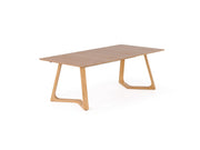 Transformer Table Nova dining table in a modern wood finish, shown expanded for flexible seating