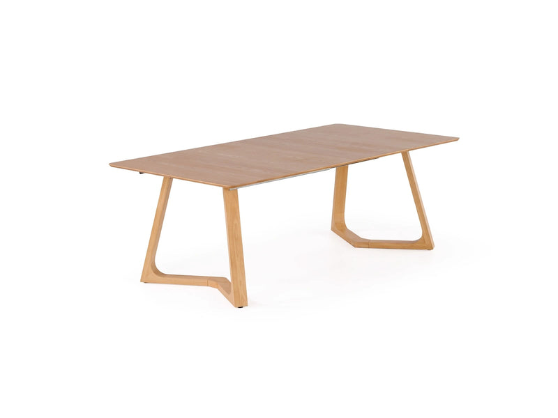 Transformer Table Nova dining table in a modern wood finish, shown expanded for flexible seating