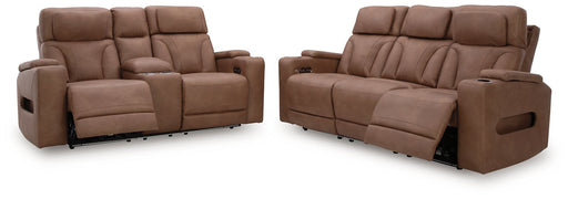 Ashley Furniture Clean-Slate upholstery living room set with sofa, armchair, and loveseat in a modern design.