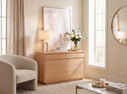 Transformer Table sideboard buffet with a modern wood design and spacious storage cabinets