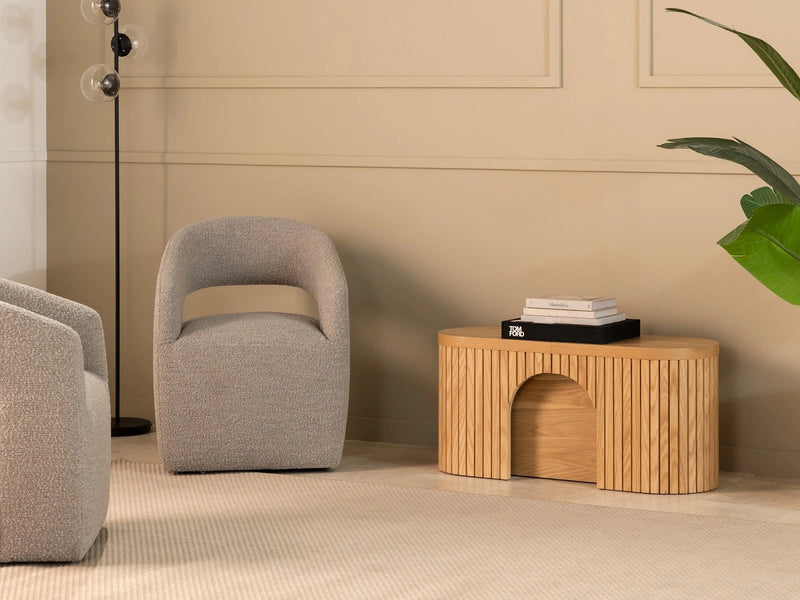 Transformer Table round bench in a minimalist design for dining or entryway seating