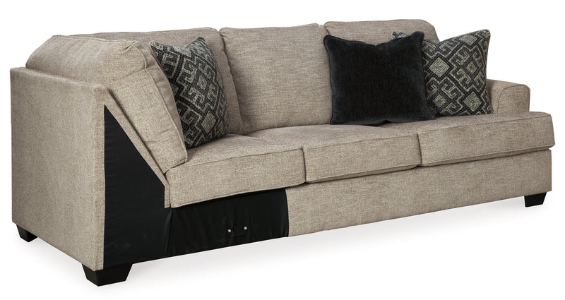 Ashley Furniture Bovarian living room set featuring a sofa and armchair with neutral upholstery, shown from an angled view.
