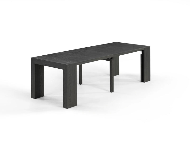 Transformer Table dining table in extended configuration with a modern wood finish