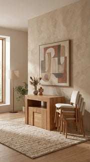 Transformer Table dining set with expandable wood table and matching dining chairs
