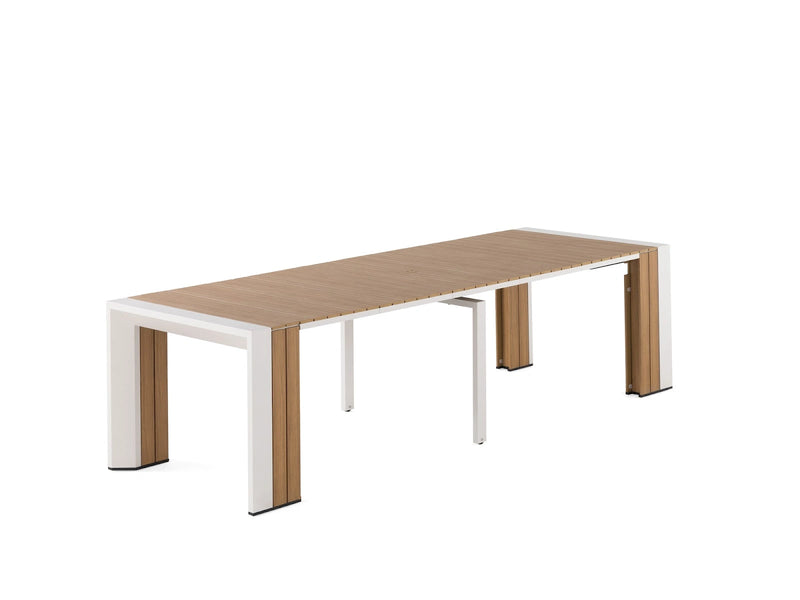 Transformer Table outdoor dining table by Transformer Table in a modern wood finish