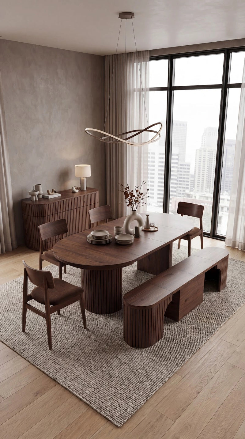 Transformer Table round dining set with expandable round table and matching chairs