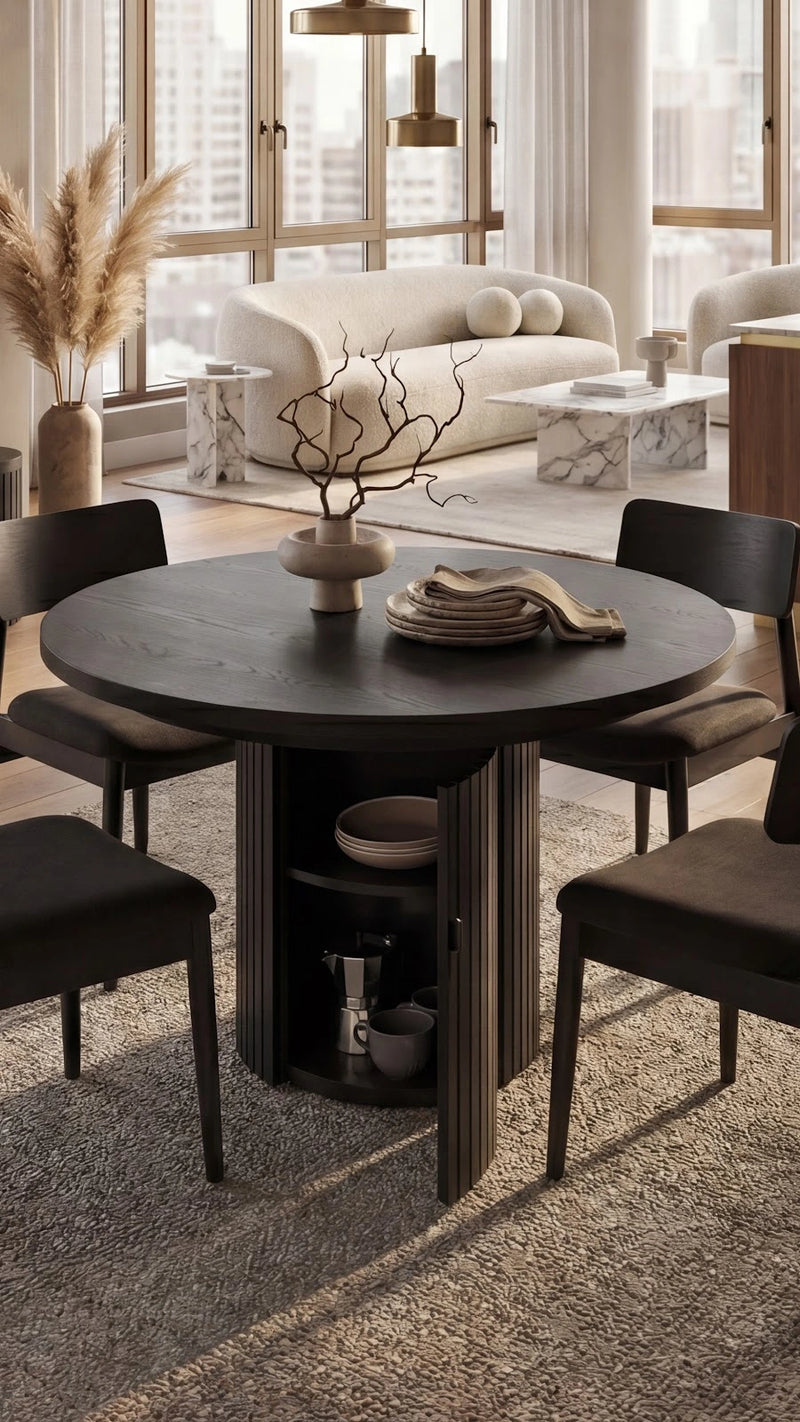 Transformer Table round dining set with expandable round table and matching dining chairs
