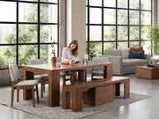 Transformer Table dining set with expandable dining table and matching chairs in a modern wood finish