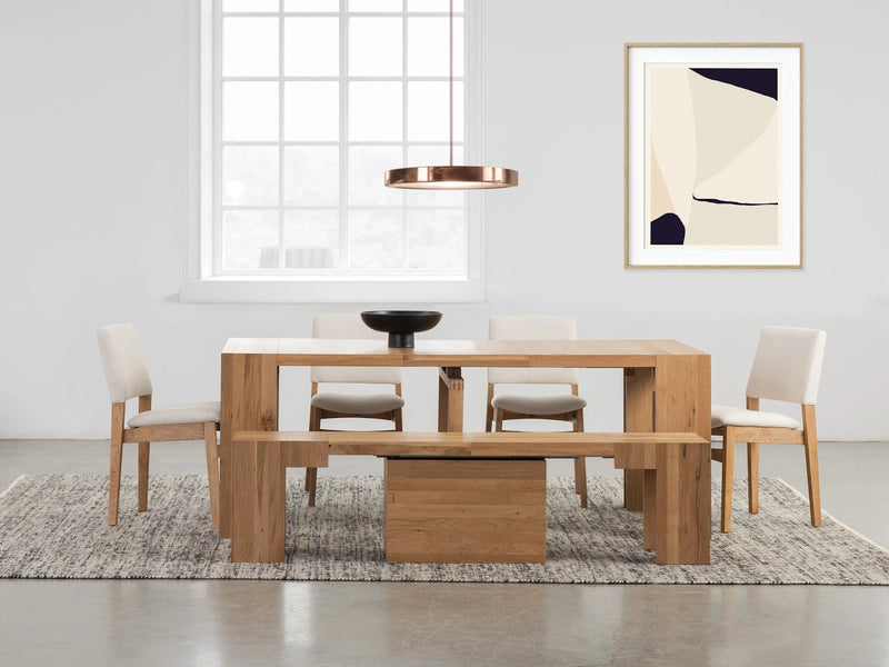 Transformer Table Transformer Dining Set with extendable dining table and matching benches