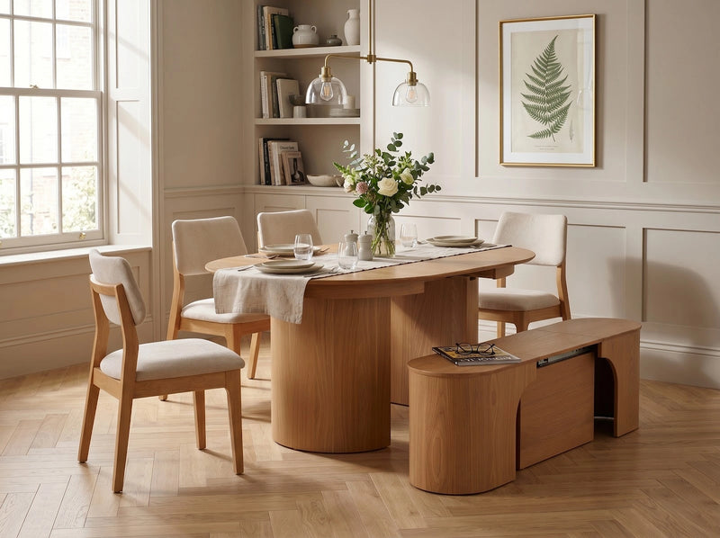 Transformer Table Eclipse dining set with extendable dining table and matching chairs