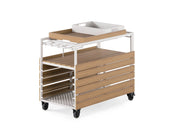 Transformer Table outdoor bar cart with a sleek black finish and two-tier design