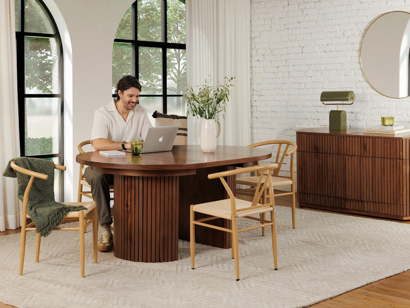 Transformer Table round dining table in a modern wood finish veneer
