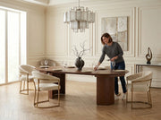 Transformer Table Eclipse dining table by Transformer Table, shown in its contemporary oval design
